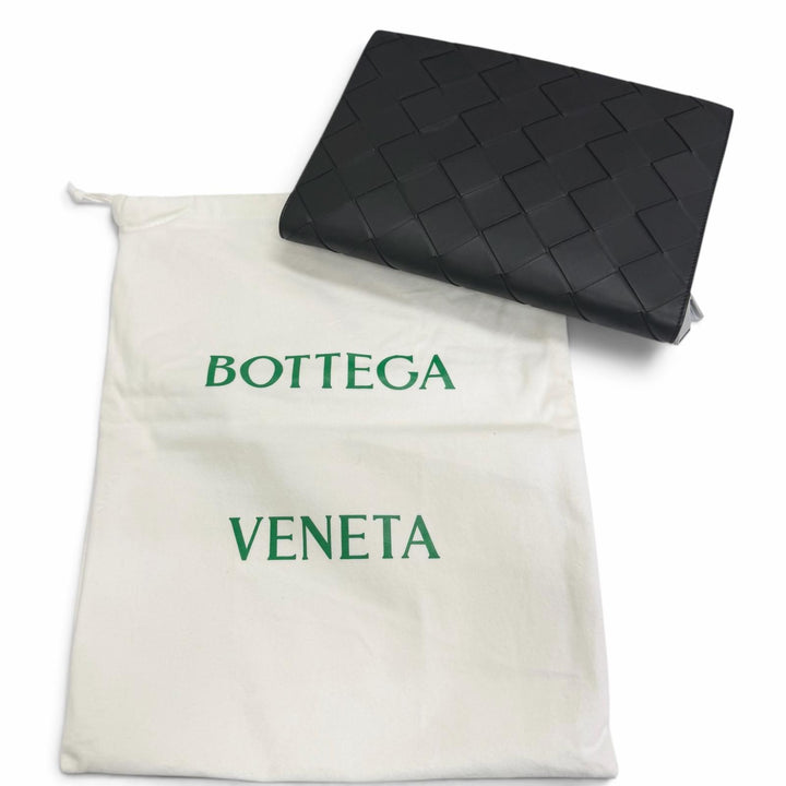 Great BOTTEGAVENETA Clutch bag MAXI INTRECCIATO black leather mens 629134