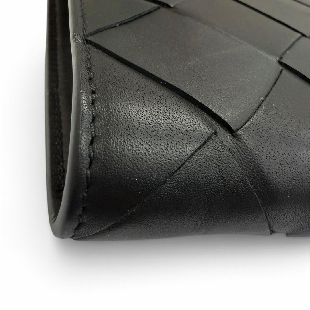 Great BOTTEGAVENETA Clutch bag MAXI INTRECCIATO black leather mens 629134