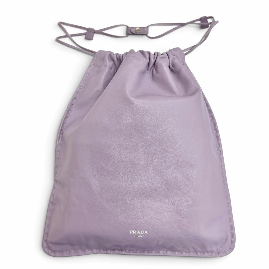 Great PRADA Pouch Wish Pouch Logo drawstring bag purple Nappa leather 1NK063