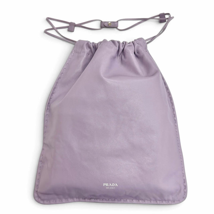 Great PRADA Pouch Wish Pouch Logo drawstring bag purple Nappa leather 1NK063