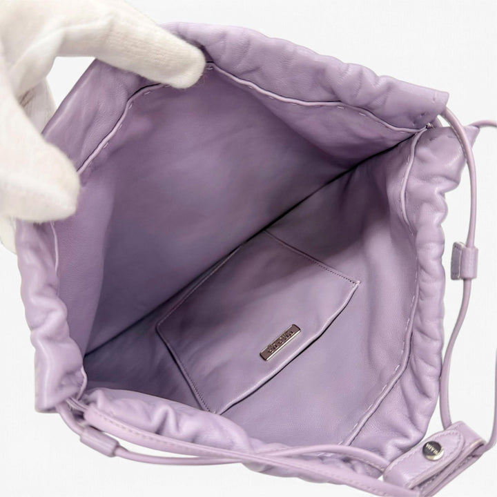 Great PRADA Pouch Wish Pouch Logo drawstring bag purple Nappa leather 1NK063