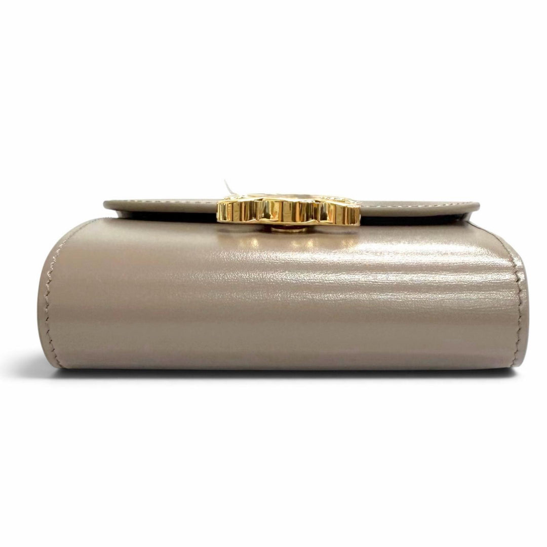 Pristine CELINE Tri-fold wallet Trionf Small Flap Wallet Shinycalfskin 10D783DPV