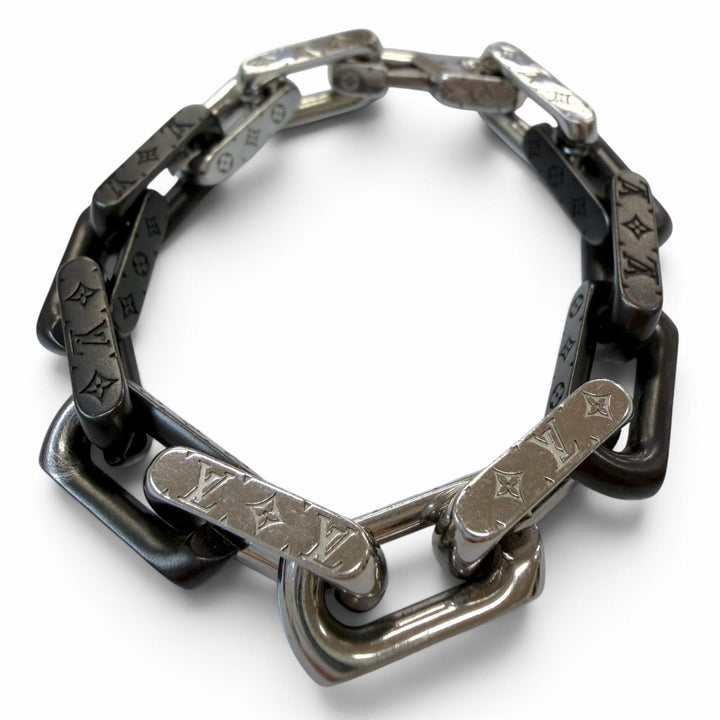 Very Good LOUIS VUITTON bracelet Bracelet Monogram Chain Silver ー mens M00686