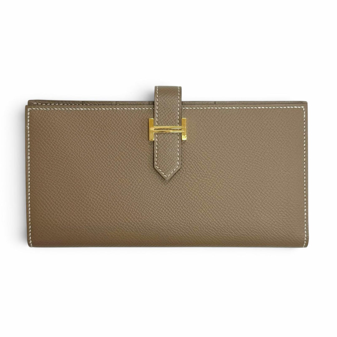 Excellent HERMES Purse Beansufla Bifold Wallet Epsom Leather Women