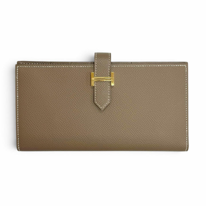 Excellent HERMES Purse Beansufla Bifold Wallet Epsom Leather Women