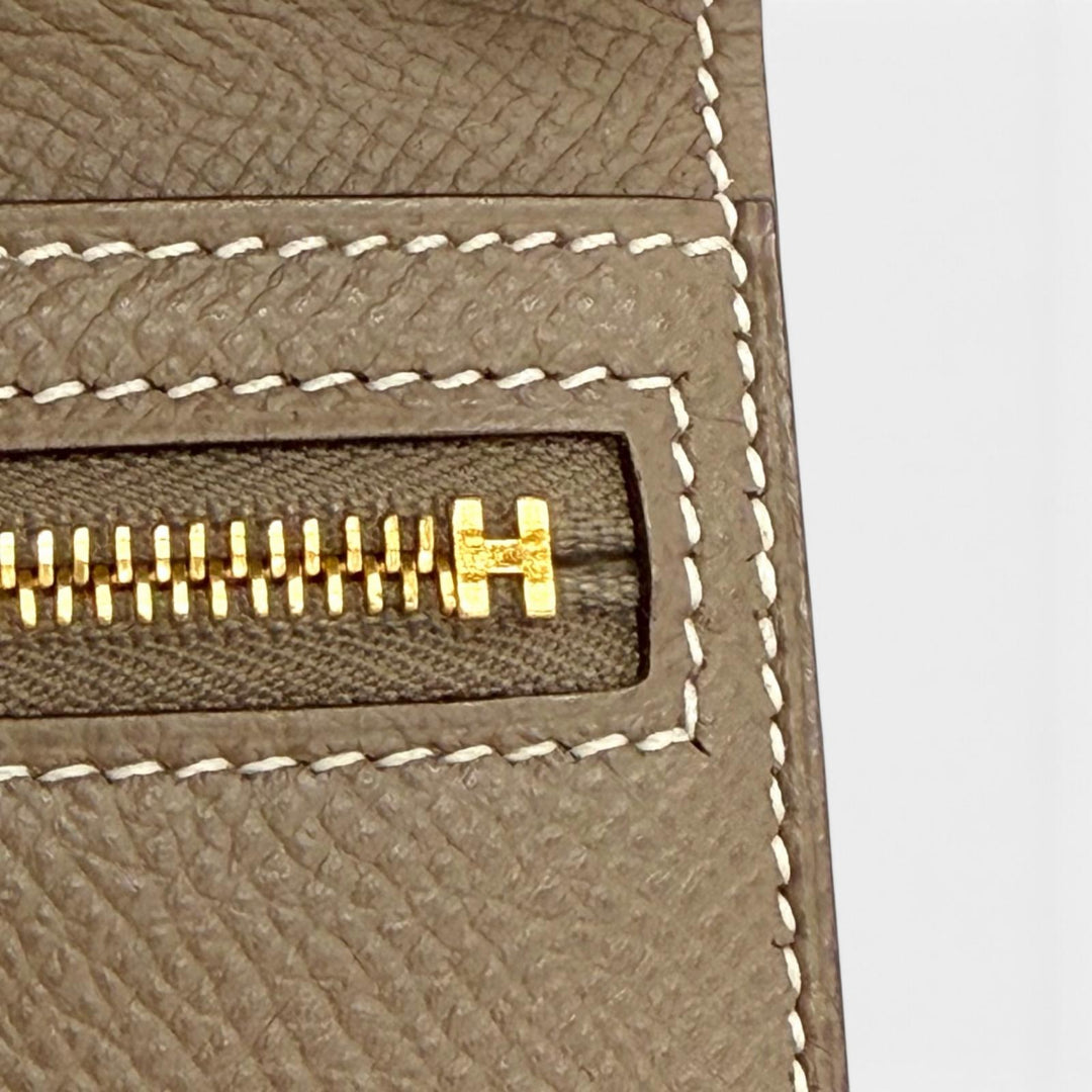 Excellent HERMES Purse Beansufla Bifold Wallet Epsom Leather Women