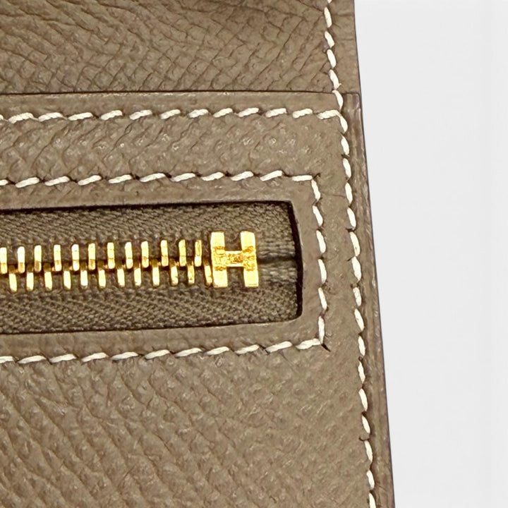 Excellent HERMES Purse Beansufla Bifold Wallet Epsom Leather Women