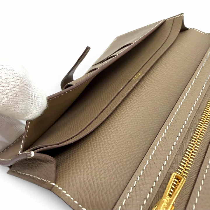 Excellent HERMES Purse Beansufla Bifold Wallet Epsom Leather Women