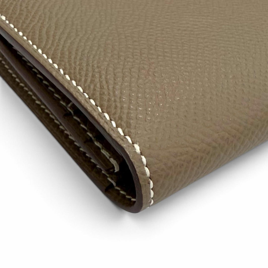 Excellent HERMES Purse Beansufla Bifold Wallet Epsom Leather Women