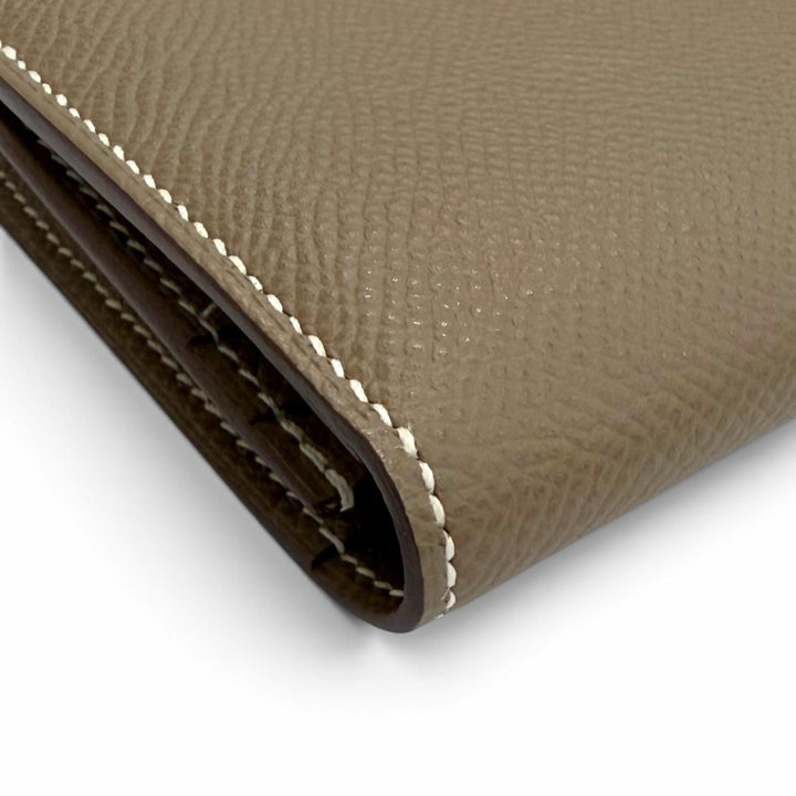 Excellent HERMES Purse Beansufla Bifold Wallet Epsom Leather Women
