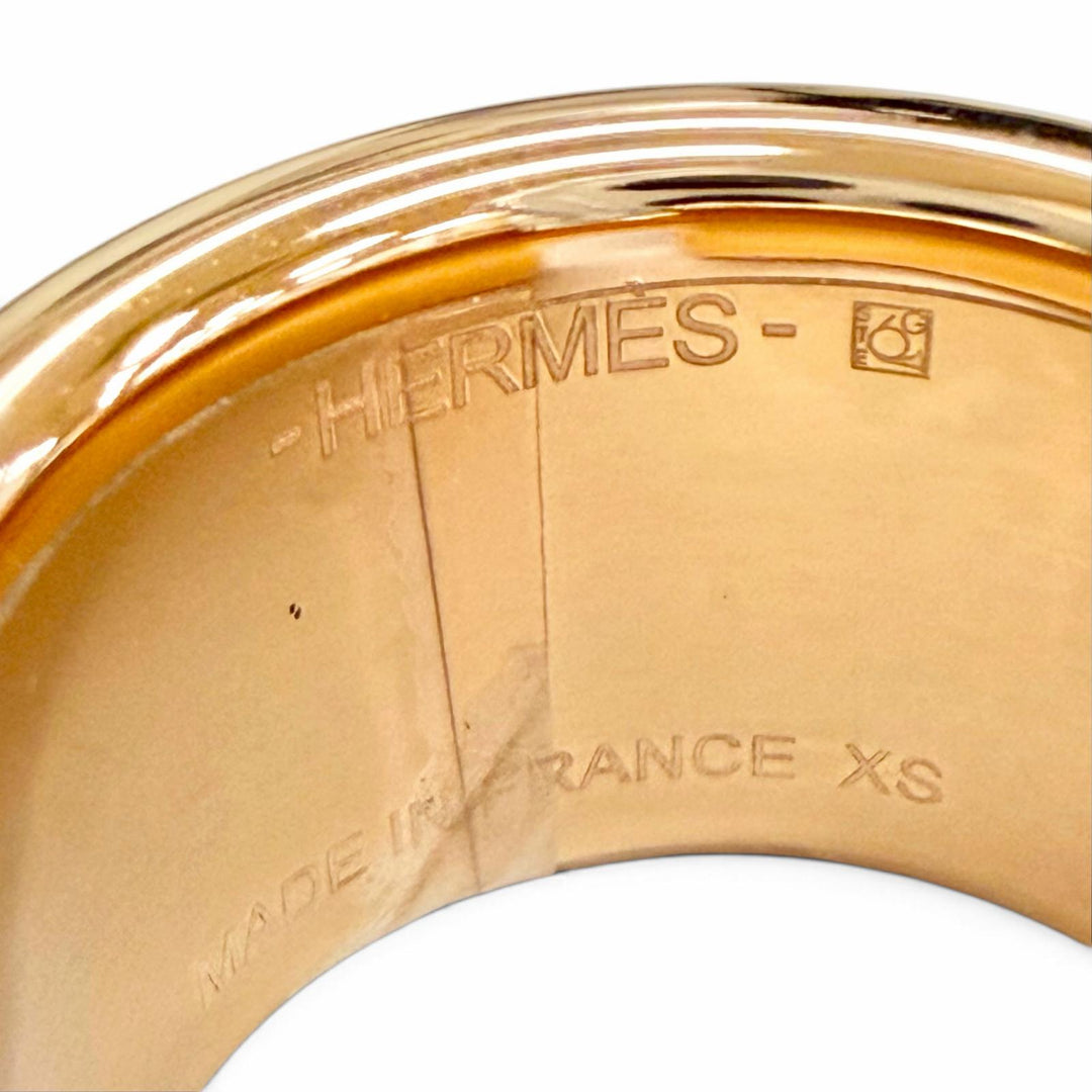 Pristine HERMES Ring ring Olympe GM black Epsom Leather Women XS