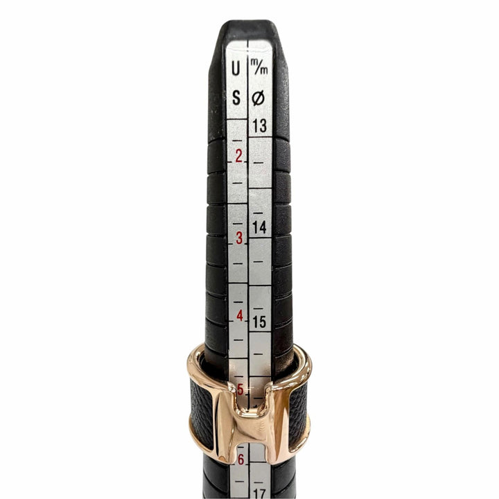 Pristine HERMES Ring ring Olympe GM black Epsom Leather Women XS