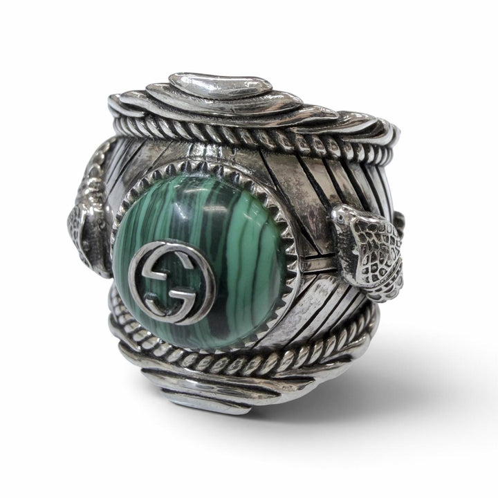 Great GUCCI Ring ring Interlocking G Garden Snake Tiger Head Silver 925 mens 14