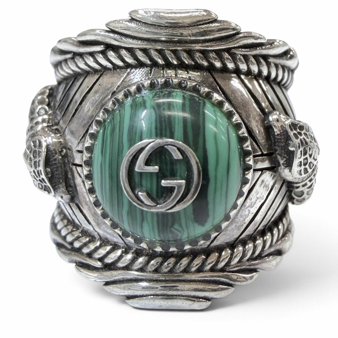 Great GUCCI Ring ring Interlocking G Garden Snake Tiger Head Silver 925 mens 14