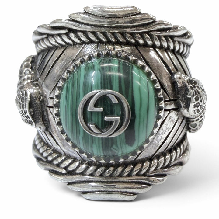 Great GUCCI Ring ring Interlocking G Garden Snake Tiger Head Silver 925 mens 14