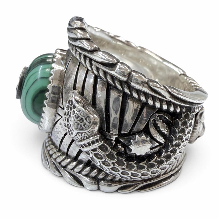 Great GUCCI Ring ring Interlocking G Garden Snake Tiger Head Silver 925 mens 14