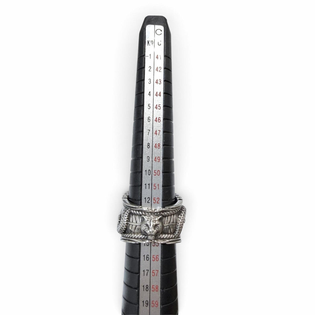Great GUCCI Ring ring Interlocking G Garden Snake Tiger Head Silver 925 mens 14
