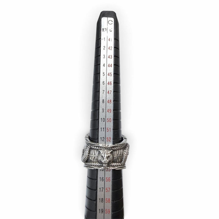 Great GUCCI Ring ring Interlocking G Garden Snake Tiger Head Silver 925 mens 14