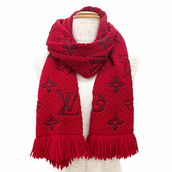 Great LOUIS VUITTON Scarf Escalp Logo Mania Monogram fringe wool Women M72432