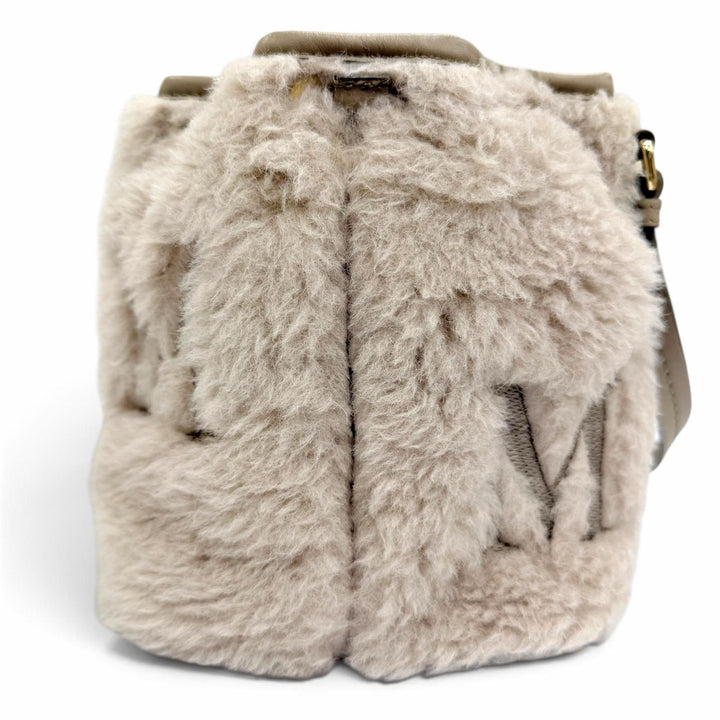 Excellent Max Mara Shoulder Bag Teddy Bucket Bag Logo embroidery, leather beige