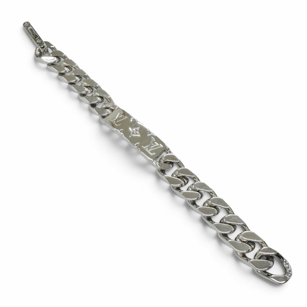 Excellent LOUIS VUITTON Chain bracelet monogram Bangle Silver mens M00855