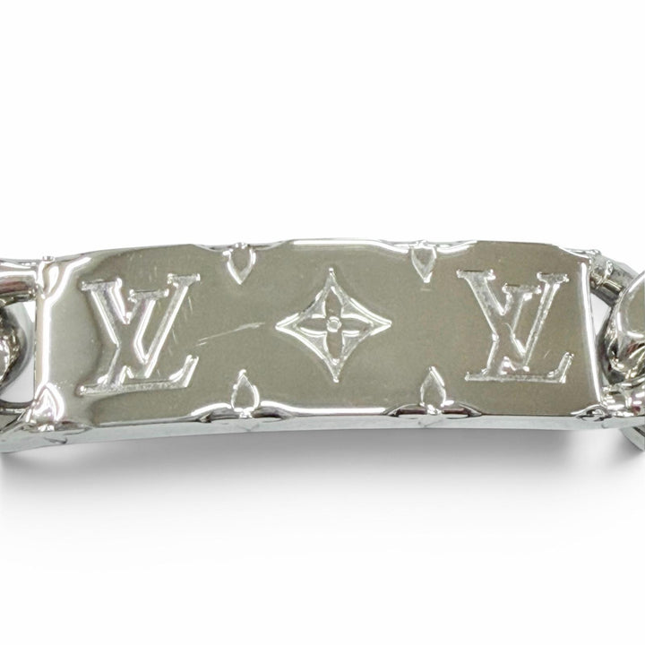 Excellent LOUIS VUITTON Chain bracelet monogram Bangle Silver mens M00855