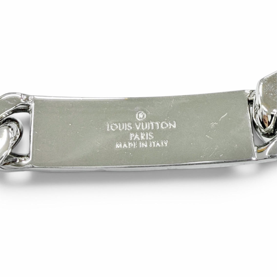 Excellent LOUIS VUITTON Chain bracelet monogram Bangle Silver mens M00855