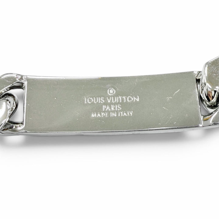 Excellent LOUIS VUITTON Chain bracelet monogram Bangle Silver mens M00855