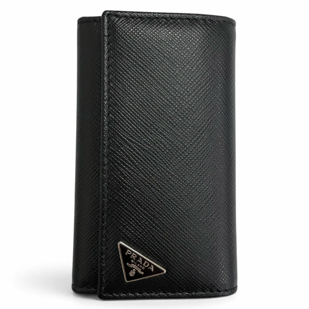 Pristine PRADA Key holder Triangle Logo 6-Piece Keychain black