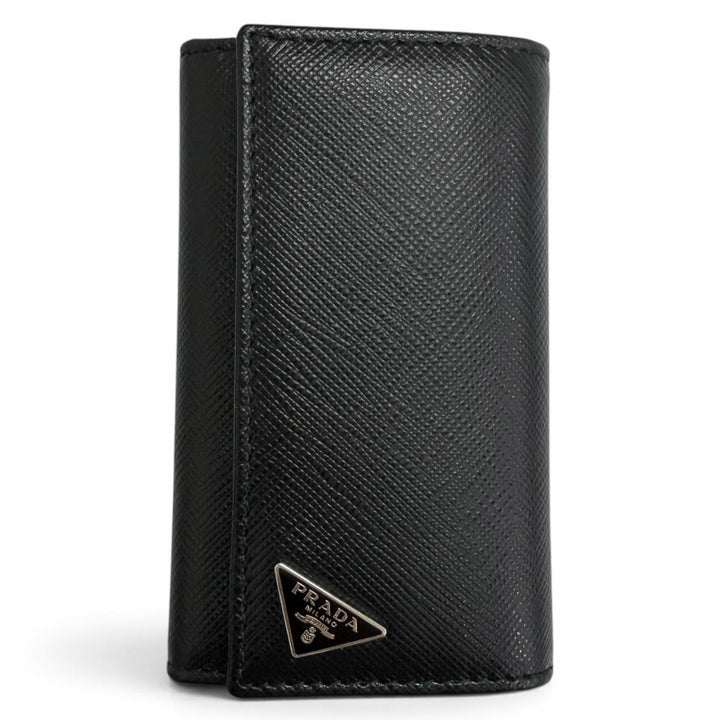 Pristine PRADA Key holder Triangle Logo 6-Piece Keychain black