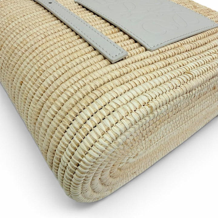 Excellent LOEWE Handbag Anagram Square Basket Bag natural Raffia ACBK099X02