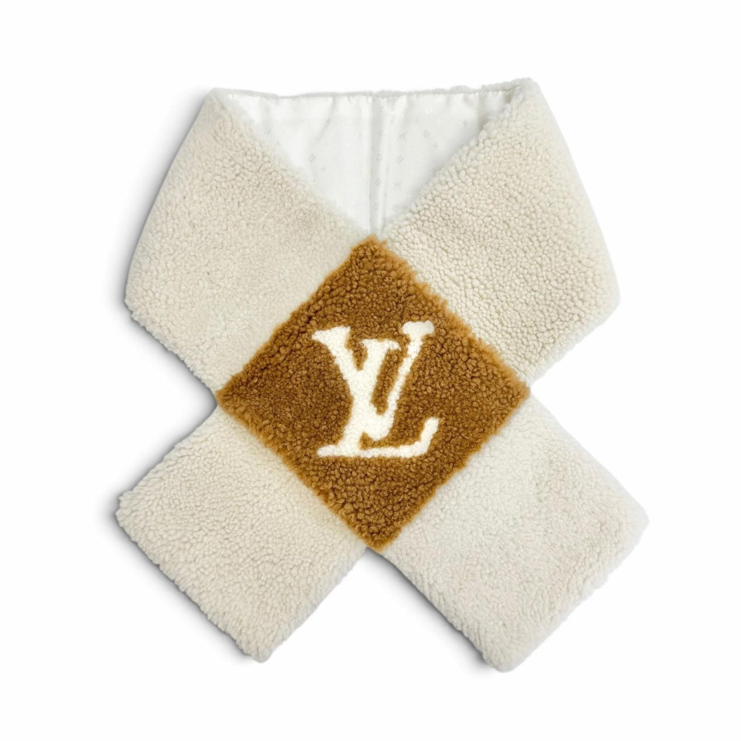 Excellent LOUIS VUITTON Scarf Neverfreeze Shirring Echarpe Shearing M77867