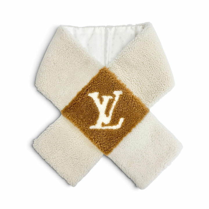 Excellent LOUIS VUITTON Scarf Neverfreeze Shirring Echarpe Shearing M77867