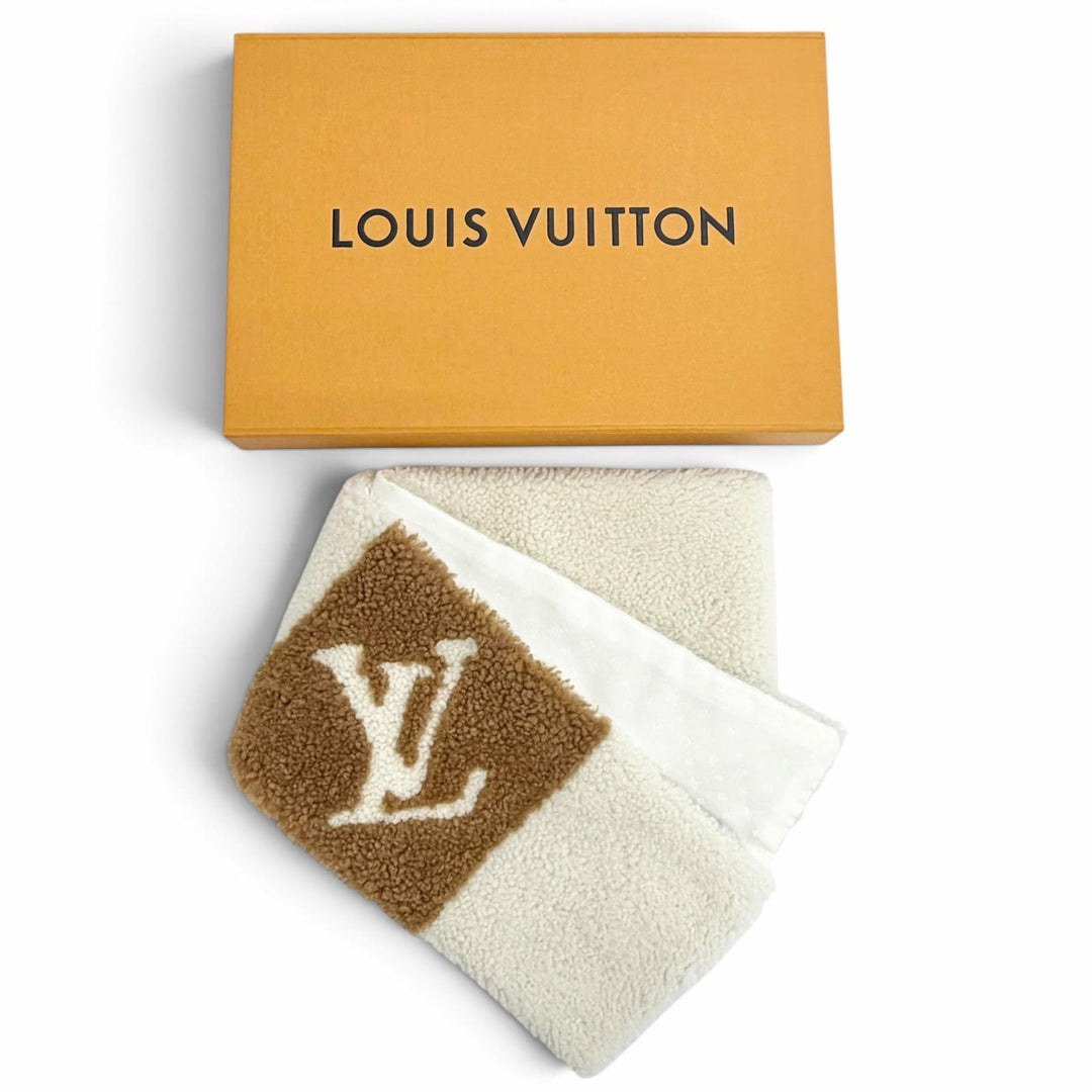 Excellent LOUIS VUITTON Scarf Neverfreeze Shirring Echarpe Shearing M77867