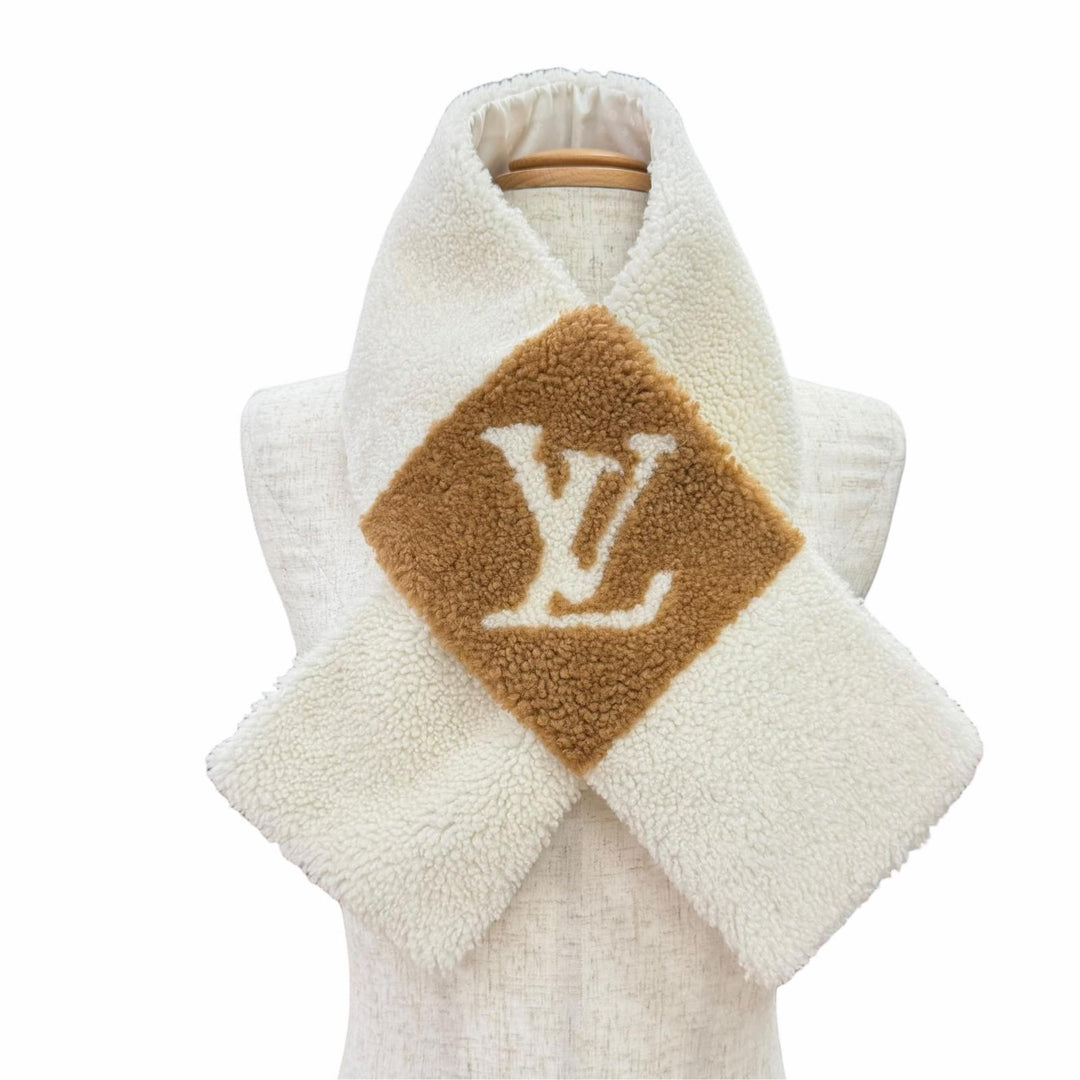Excellent LOUIS VUITTON Scarf Neverfreeze Shirring Echarpe Shearing M77867