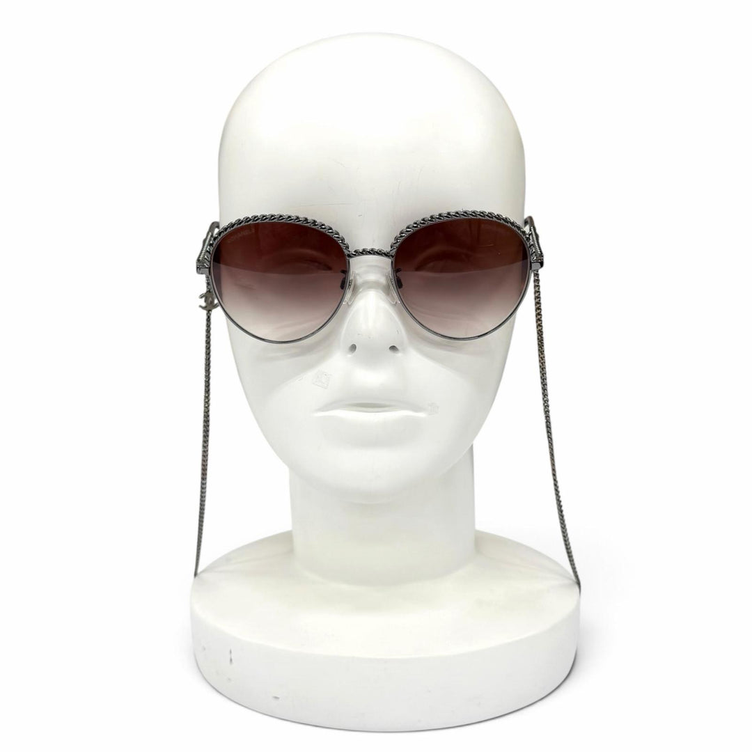 Great CHANEL sunglasses COCO Mark Pantos Shape Gradient Lenses with Chain 4242
