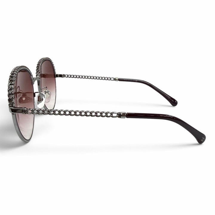 Great CHANEL sunglasses COCO Mark Pantos Shape Gradient Lenses with Chain 4242