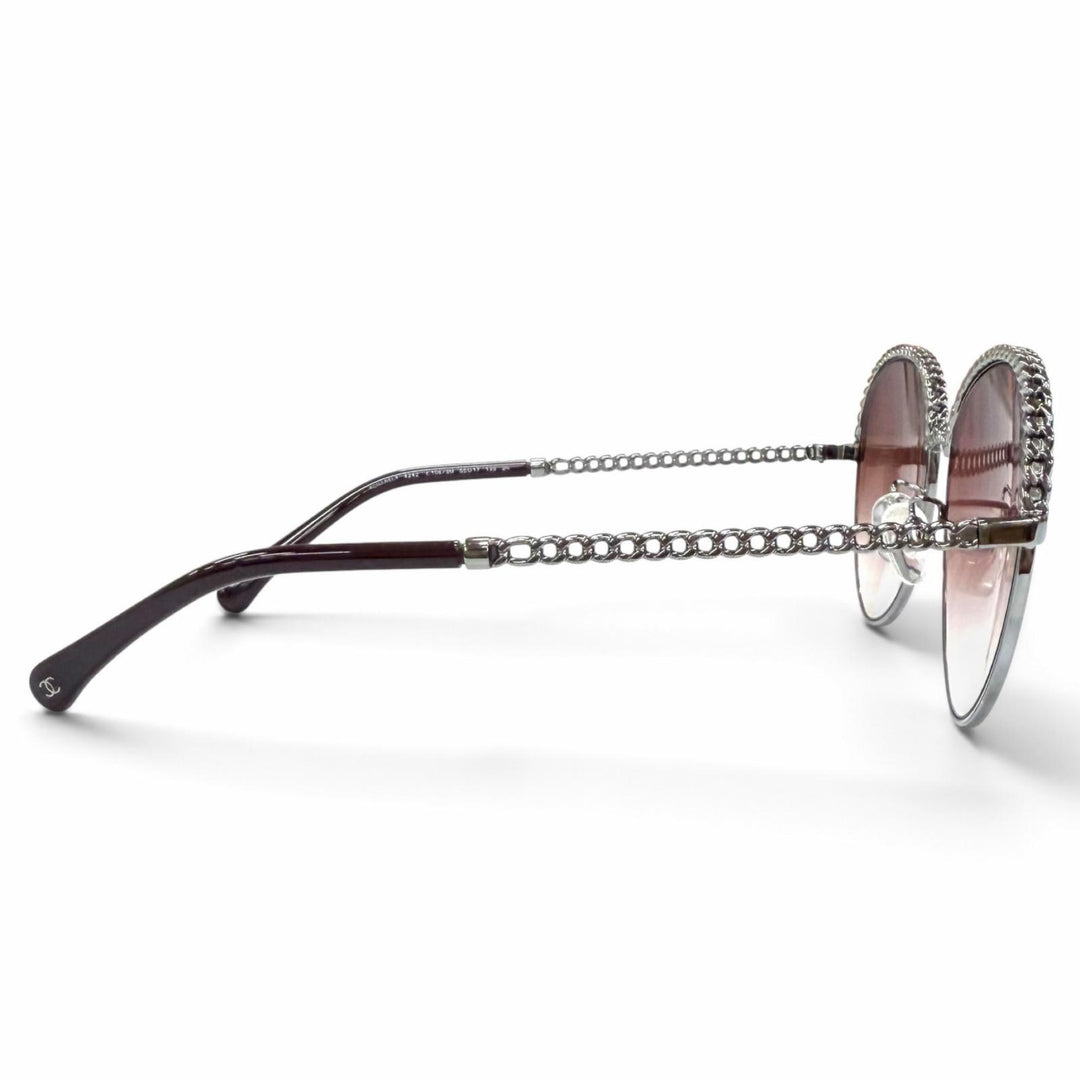 Great CHANEL sunglasses COCO Mark Pantos Shape Gradient Lenses with Chain 4242