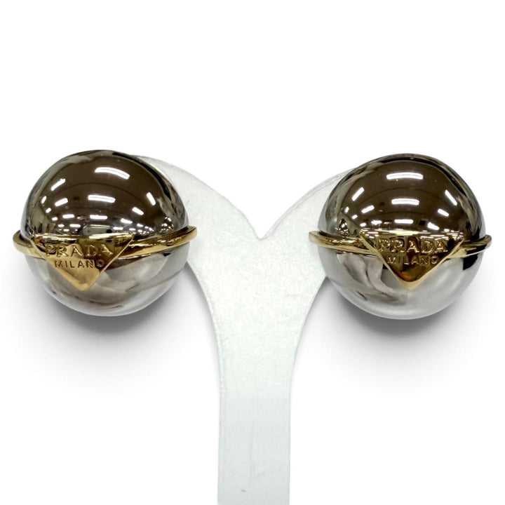 Great PRADA Pierce Triangle logo ball Silver Women 1IO241