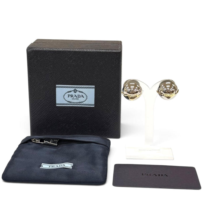 Great PRADA Pierce Triangle logo ball Silver Women 1IO241