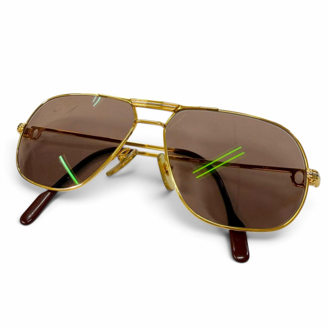 Great Cartier sunglasses Trinity Double-bridge eyewear with metal logo gold mens
