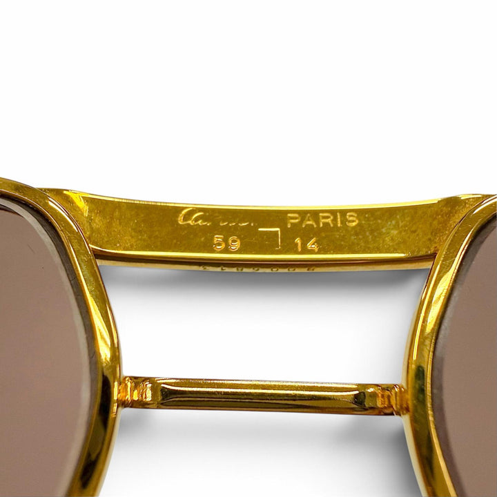 Great Cartier sunglasses Trinity Double-bridge eyewear with metal logo gold mens