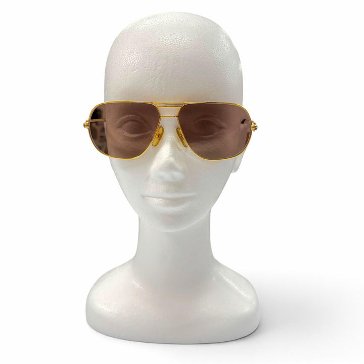 Great Cartier sunglasses Trinity Double-bridge eyewear with metal logo gold mens