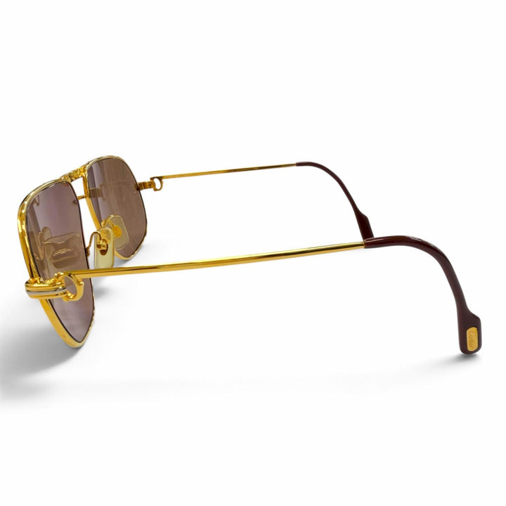 Great Cartier sunglasses Trinity Double-bridge eyewear with metal logo gold mens