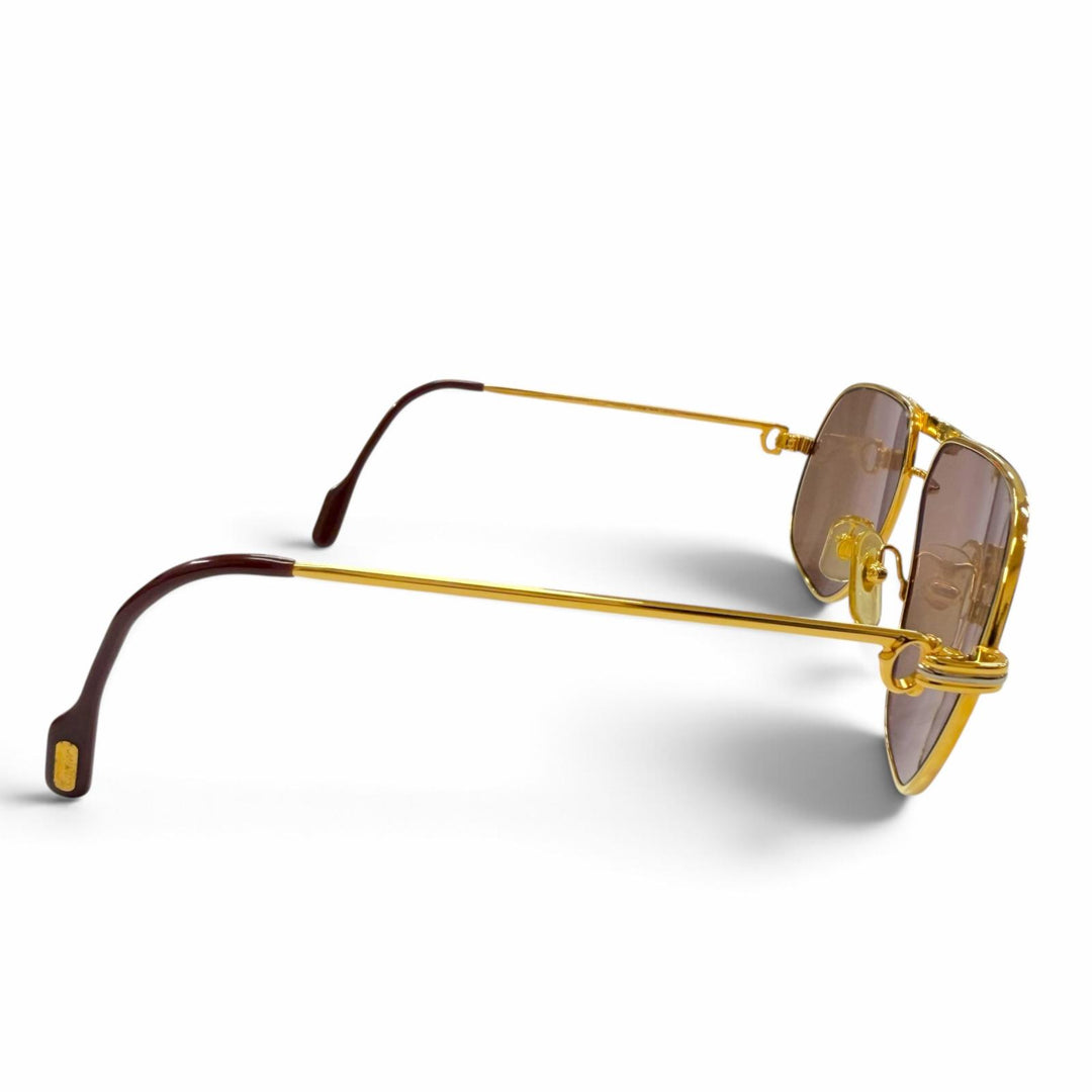 Great Cartier sunglasses Trinity Double-bridge eyewear with metal logo gold mens