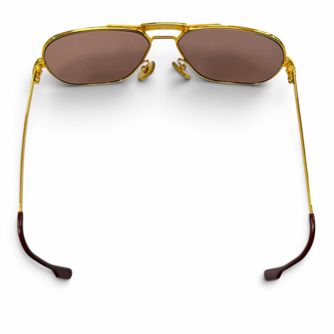 Great Cartier sunglasses Trinity Double-bridge eyewear with metal logo gold mens