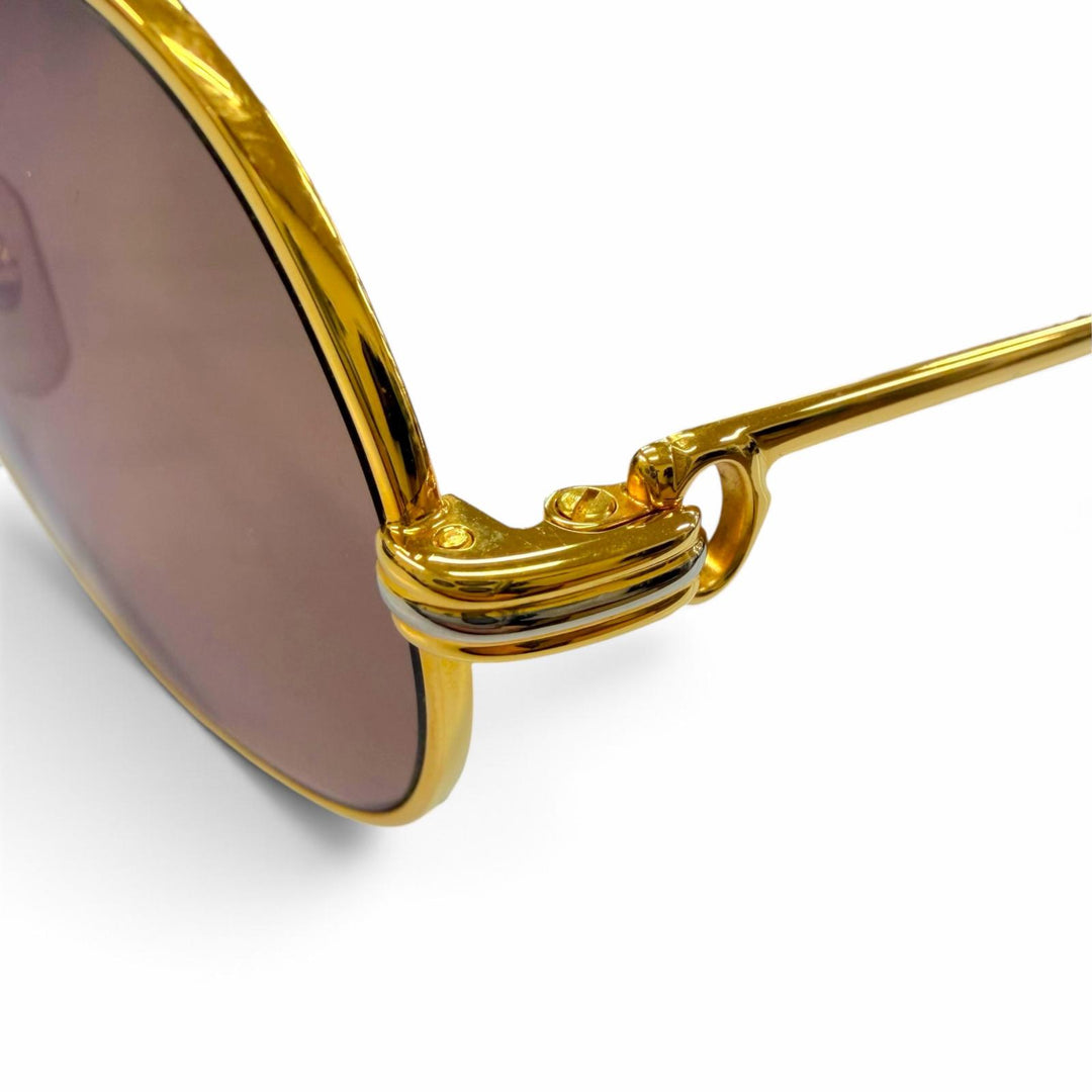 Great Cartier sunglasses Trinity Double-bridge eyewear with metal logo gold mens
