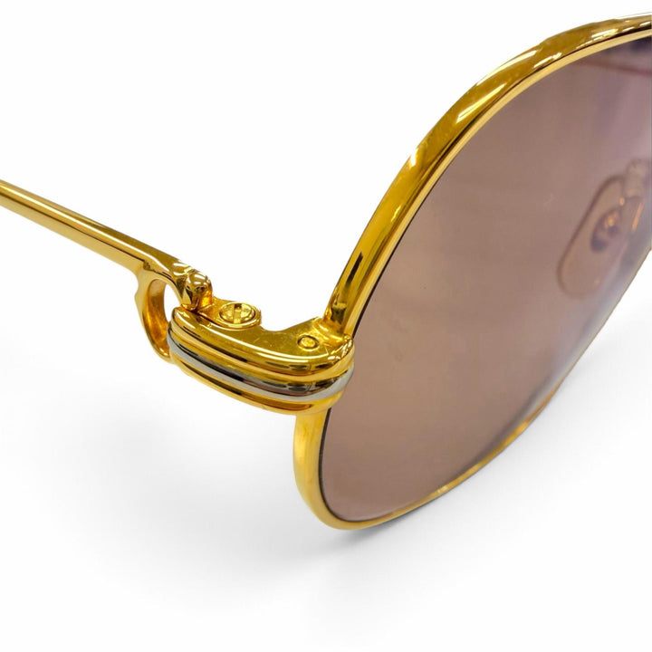 Great Cartier sunglasses Trinity Double-bridge eyewear with metal logo gold mens