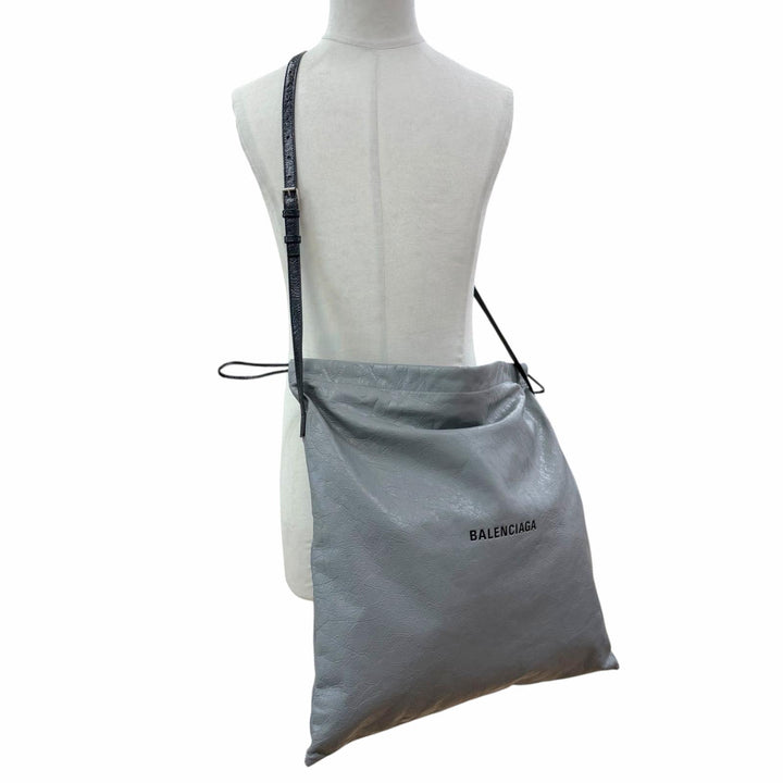 Great BALENCIAGA Shopper Dust Bag, Large logo gray Arena lambskin mens 811608