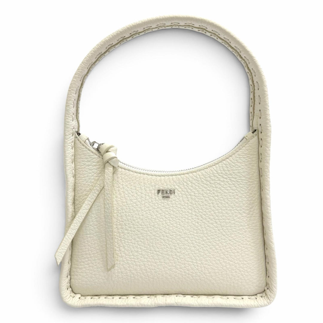 Excellent FENDI Handbag Selleria small fendis Hobo bag one Ivory leather 8BS094
